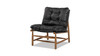 Oxford 26.5" Leather Mid-Century Modern Accent Chair, Noir Black