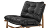 Oxford 26.5" Leather Mid-Century Modern Accent Chair, Noir Black