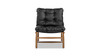 Oxford 26.5" Leather Mid-Century Modern Accent Chair, Noir Black