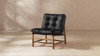 Oxford 26.5" Leather Mid-Century Modern Accent Chair, Noir Black