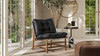 Oxford 26.5" Leather Mid-Century Modern Accent Chair, Noir Black