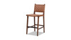 Andre 26" Woven Leather Counter Stool with Back, Pecan Brown