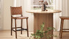 Andre 26" Woven Leather Counter Stool with Back, Pecan Brown