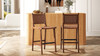 Andre 26" Woven Leather Counter Stool with Back, Pecan Brown