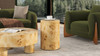 Nebula 22" Burl Wood Accent Pillar Side Table, Warm Natural Brown