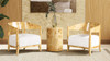 Nebula 22" Burl Wood Accent Pillar Side Table, Warm Natural Brown