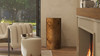 Nebula 29.5" Burl Accent Pillar Side Table, Medium Brown Walnut