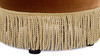 Edward 17.5" Round Upholstered Ottoman with Bullion Fringe, Burnt Orange