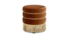 Edward 17.5" Round Upholstered Ottoman with Bullion Fringe, Burnt Orange