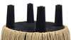 Edward 17.5" Round Upholstered Ottoman with Bullion Fringe, Burnt Orange