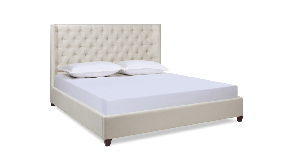 Manhattan Shelter King Platform Bed Frame, Light Beige