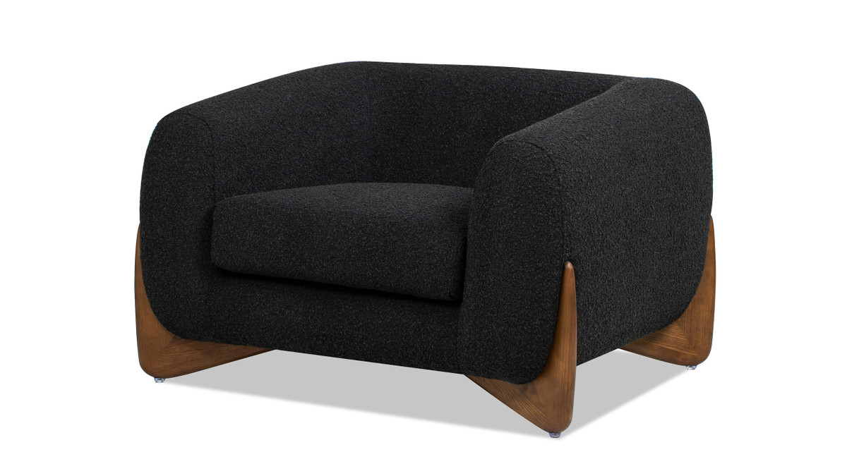 Alpine 44" Sherpa Arm Chair, Ebony Black Bouclé