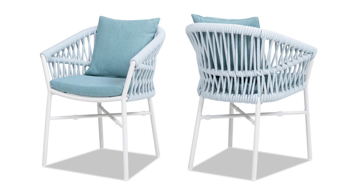 Maiden 24" Set of 2 Patio Dining Chair, Sky Blue