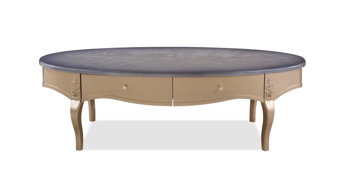 Helena Oval Coffee Table with Storage Drawers