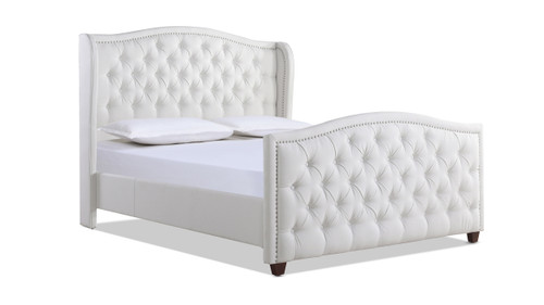 Marcella Upholstered Shelter Headboard Bed Set, Queen, Bright White
