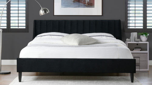 Aspen Vertical Tufted Headboard Platform Bed Set, King, Anthracite Black