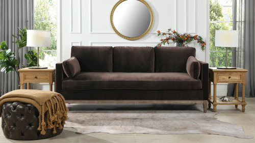 Knox 84" Modern Farmhouse Sofa, Deep Brown
