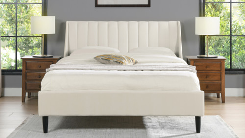 Aspen Vertical Tufted Headboard Platform Bed Set, Queen, Cloud White