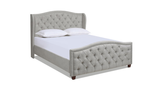 Fontana Wingback Upholstered Platform Bed Frame, Queen, Silver Grey