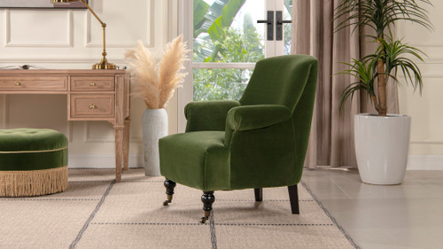 Eloise 30" Pleated Sock Arm Accent Armchair, Olive Green