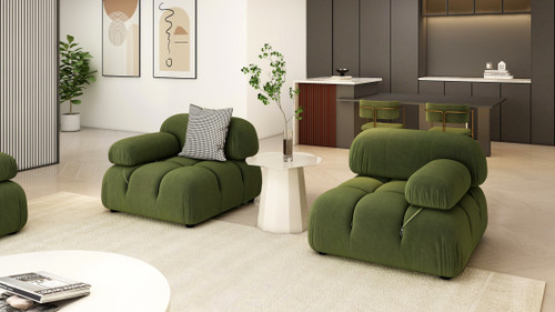 Marcel 36" Bubble Modular Modern Lounge Arm Chair, Olive Green