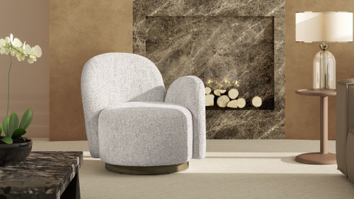 Duo 31.5" RAF One-Arm Swivel Accent Chair, Multi-Greige Beige