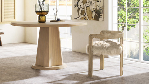 Millwick 21" Low Back Genuine Fur Dining Chair, Natural Blonde