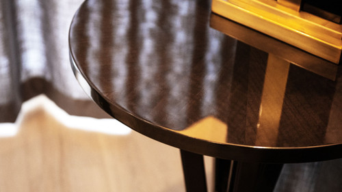 Verona 22" Contemporary Glam Round Accent Side Table, Espresso Black