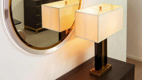 Anton 28" Contemporary Glam Black and Gold Table Lamp