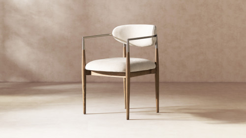 Artemis Mixed Material Upholstered Dining Arm Chair, Warm White