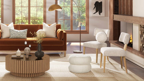 Ayla 9" Round Sphere Accent Ball Throw Pillow, Curly White