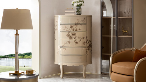 Florence Hand Painted Lacquered 6-Drawer Tall Storage Chest