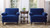Alana 38" Lawson Accent Arm Chair Metal Casters, Navy Blue