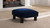 Jules Square Accent Ottoman, Velvet, Navy Blue
