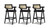 Milan 29.5" Modern Resin Webbing Back Bar Stool with Arms, Set of 3, Ebony Black Bouclé