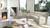 Malibu 130" Modern Power Motion 6-Piece Reclining Corner Sectional with Cup Holders, Cream Taupe Beige
