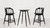 Breda Small Space Counter-Height Round Bistro Dining Set, 3-Piece Set, Dining Table & 2 Stools, Black