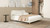 Roman Curved Headboard Upholstered Platform Bed, King, Ivory White Bouclé