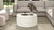 Fuji 36" Round Upholstered Storage Cocktail Ottoman, Ivory White Bouclé
