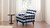 Alana 38" Lawson Accent Arm Chair Metal Casters, Blue Lattice