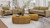 Pebble 44" Rounded Triangle Cocktail Ottoman, Mustard Yellow