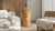 Nebula 29.5"  Burl Wood Accent Pillar Side Table, Warm Natural Brown
