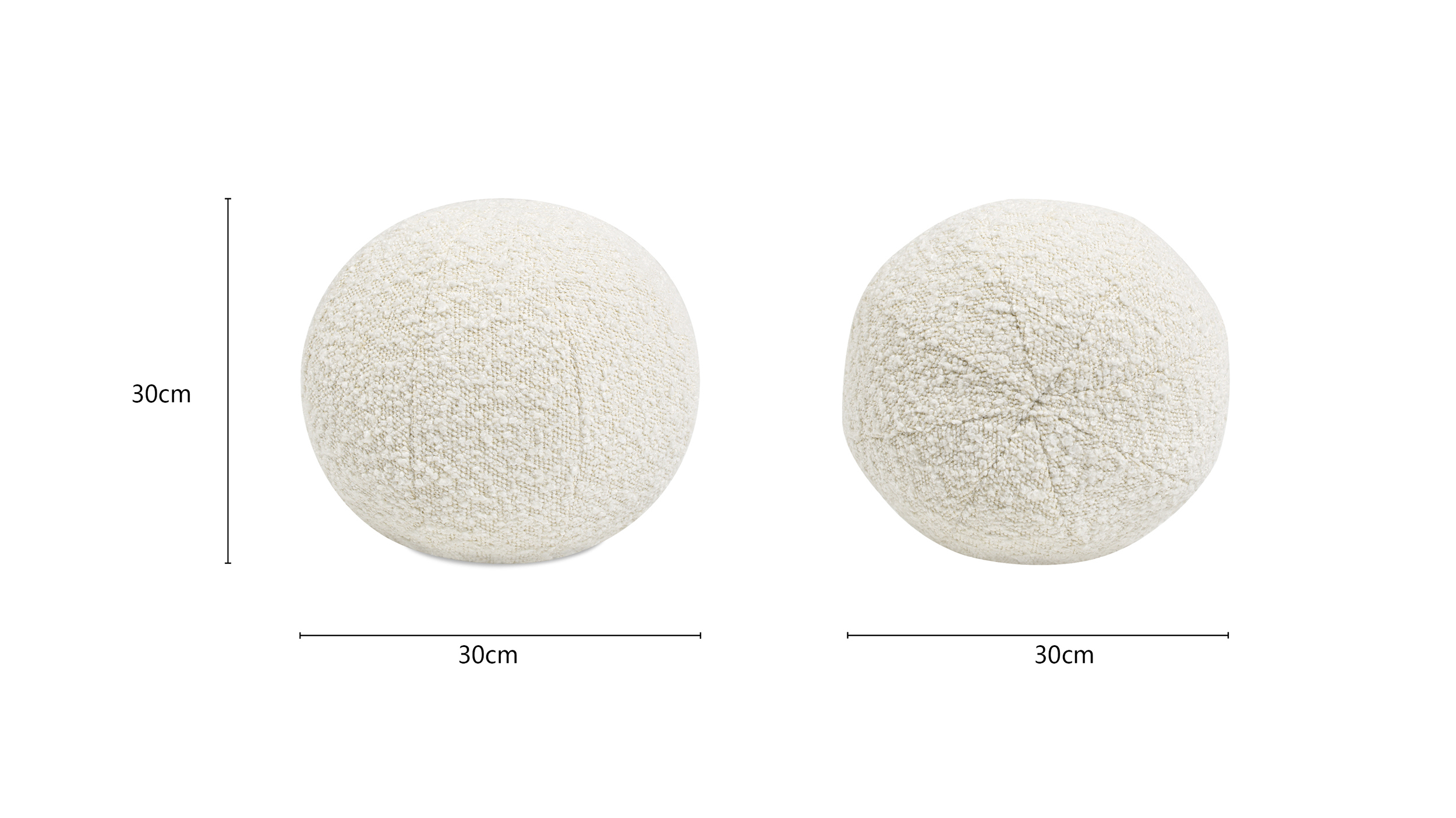Luna Round Sphere Accent Ball Throw Pillow, Ivory White Bouclé