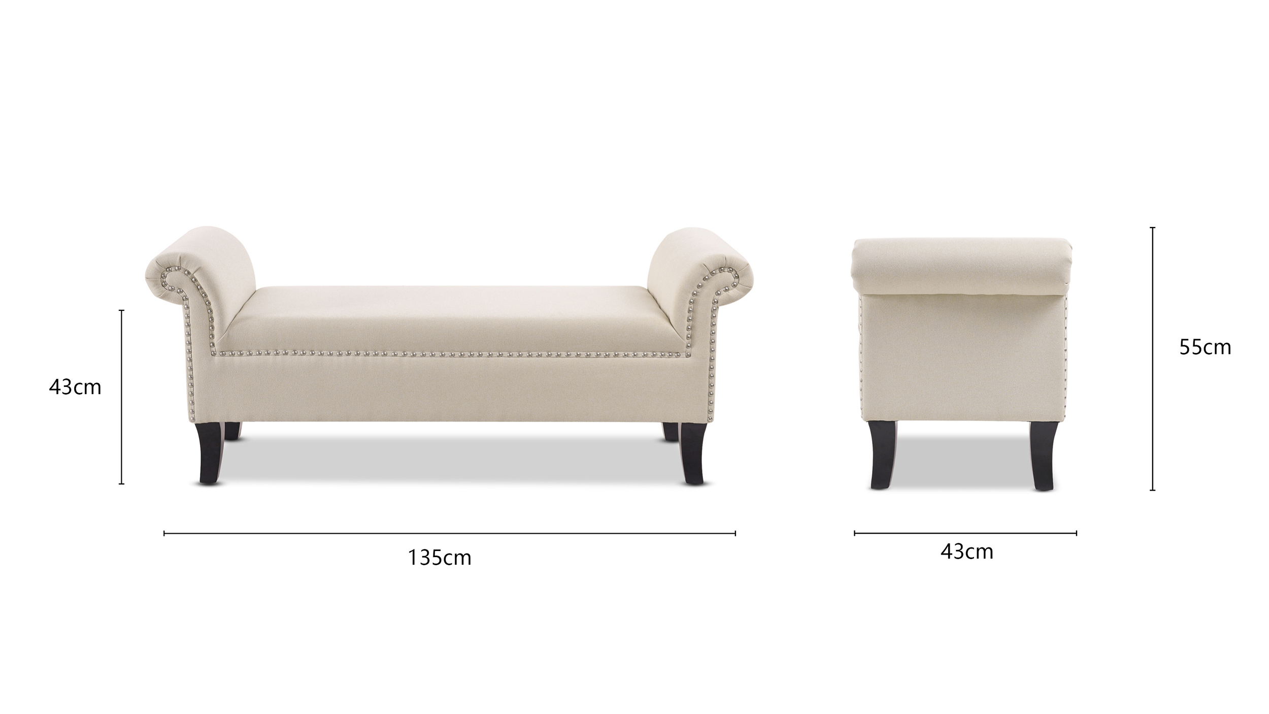 Kathy Roll Arm Entryway Accent Bench