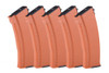 E&L AK74 120 Round Mid-Cap Magazine Set- Bakelite Orange - Box of 5