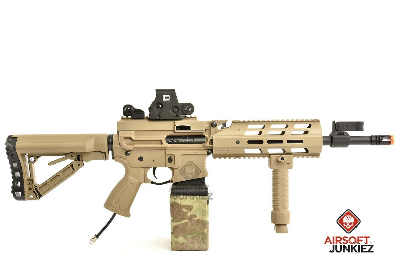G G Cm16 Lmg Custom Hpa Tan Airsoftjunkiez Com