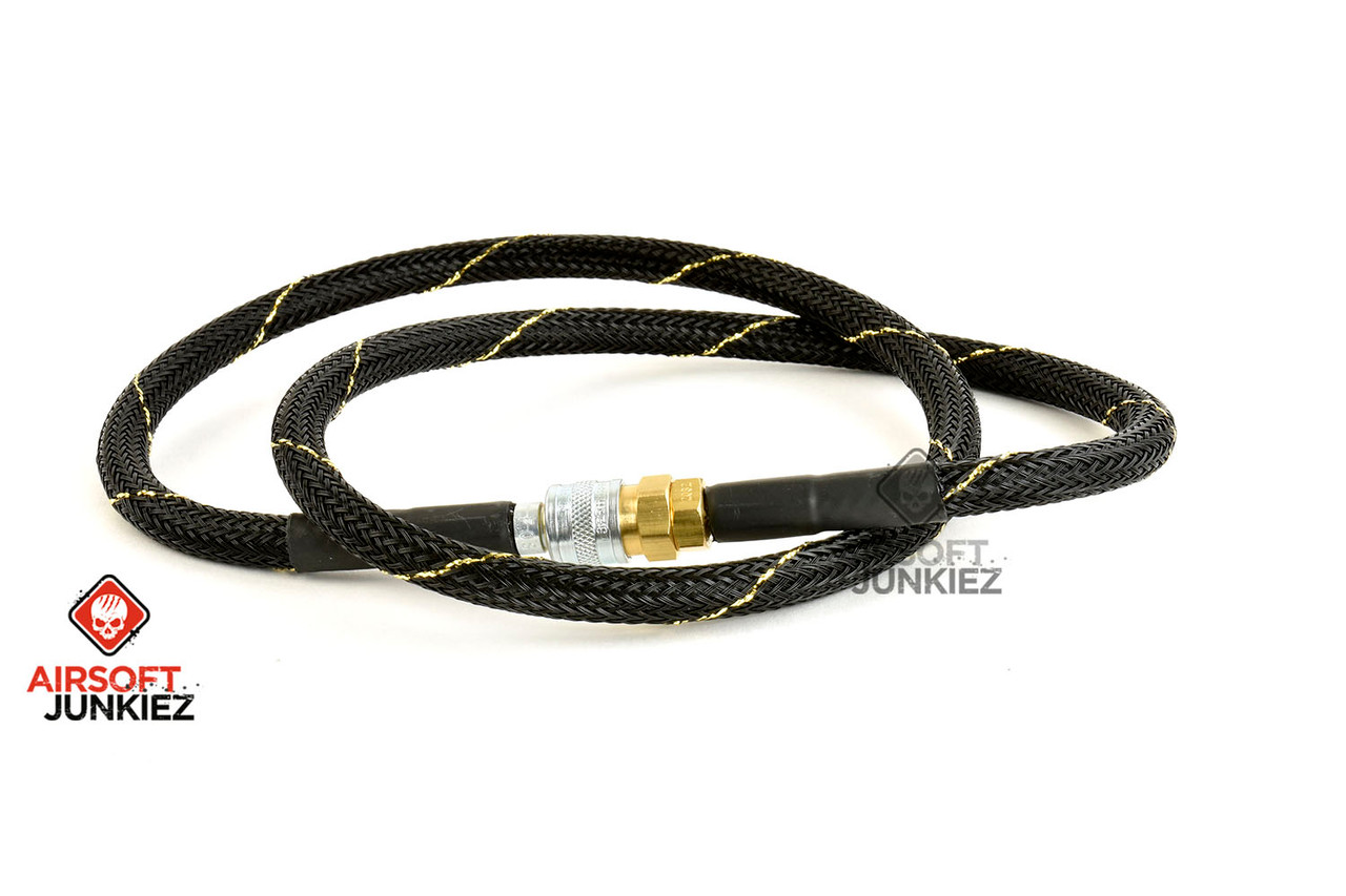 Airsoftjunkiez Heavy Weave Widebore Air Line 36" - Black and Gold