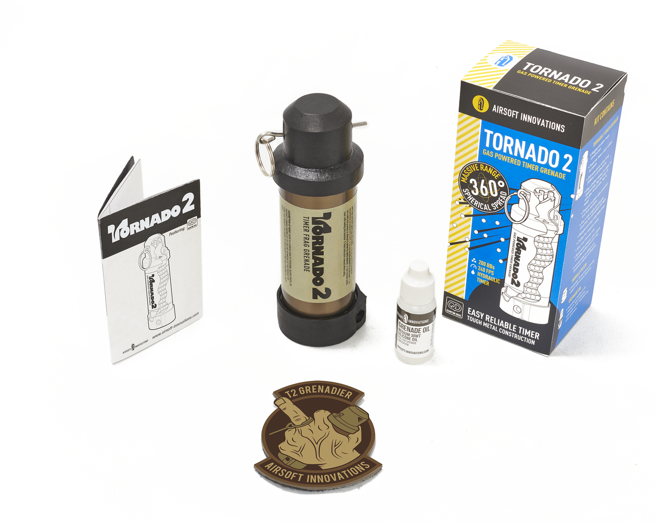 Airsoft Innovations Tornado 2 Timed Airsoft Grenade - FDE 