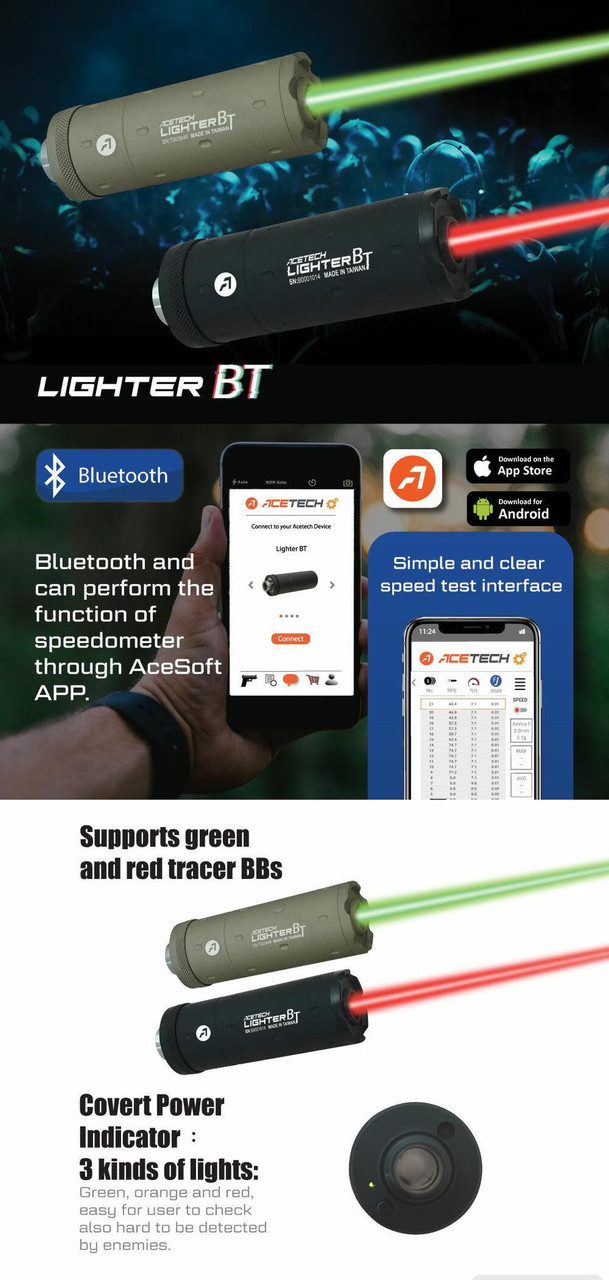 AceTech Lighter BT Ultra-Compact Rechargeable Tracer Unit w/ Bluetooth Capability Tan