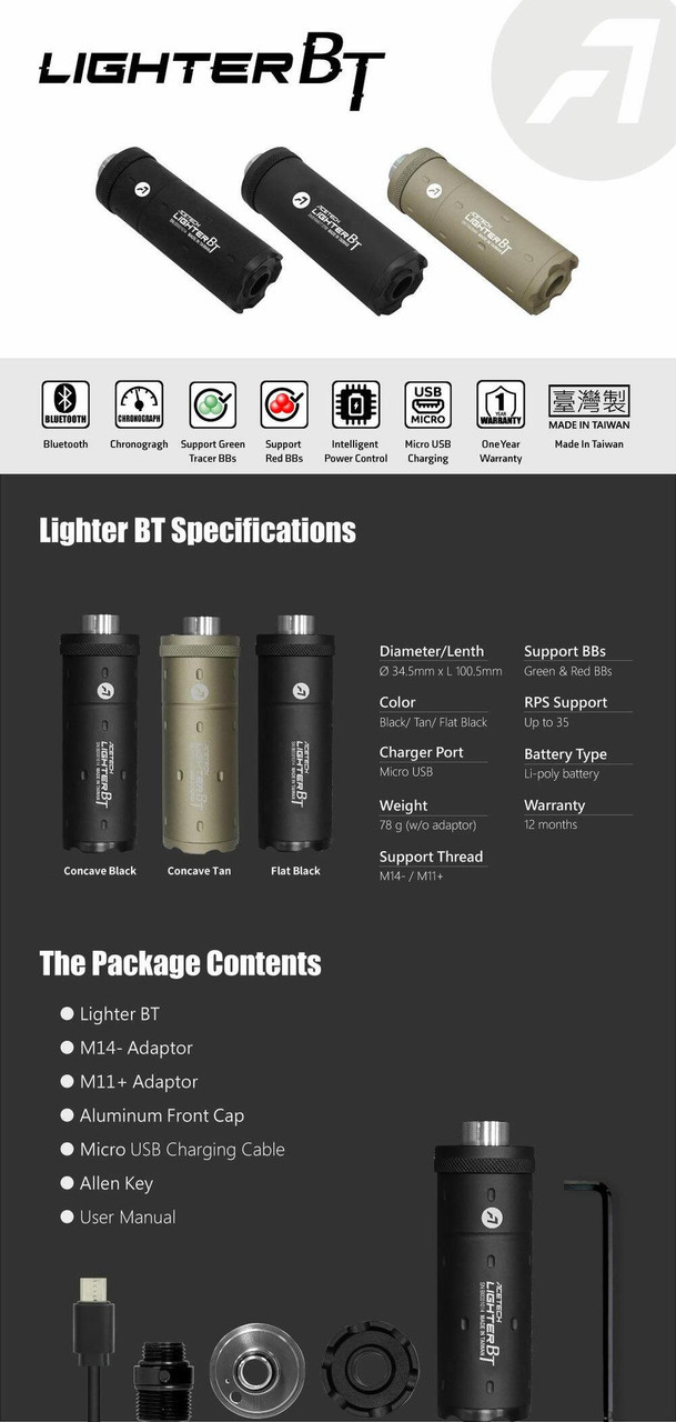 AceTech Lighter BT Ultra-Compact Rechargeable Tracer Unit w